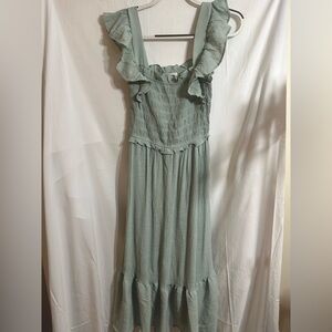 Ruffled Green Maxi Dress